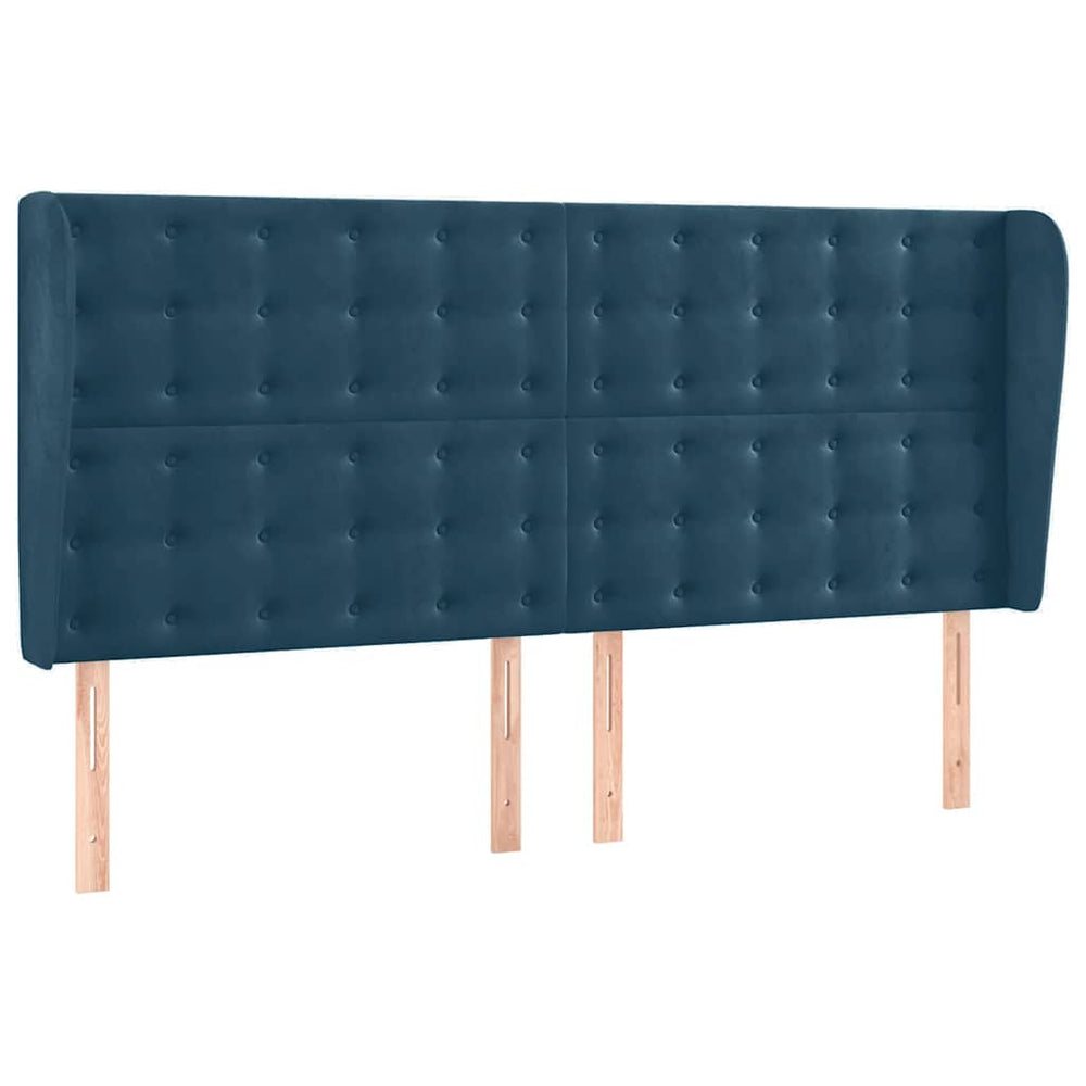 Kopfteil mit Ohren Dunkelblau 203x23x118/128 cm Samt