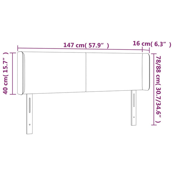 vidaXL Wingback Headboard Black 147x16x78/88 cm Fabric