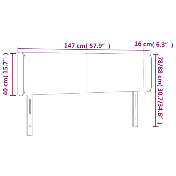 vidaXL Wingback Headboard Cream 147x16x78/88 cm Fabric