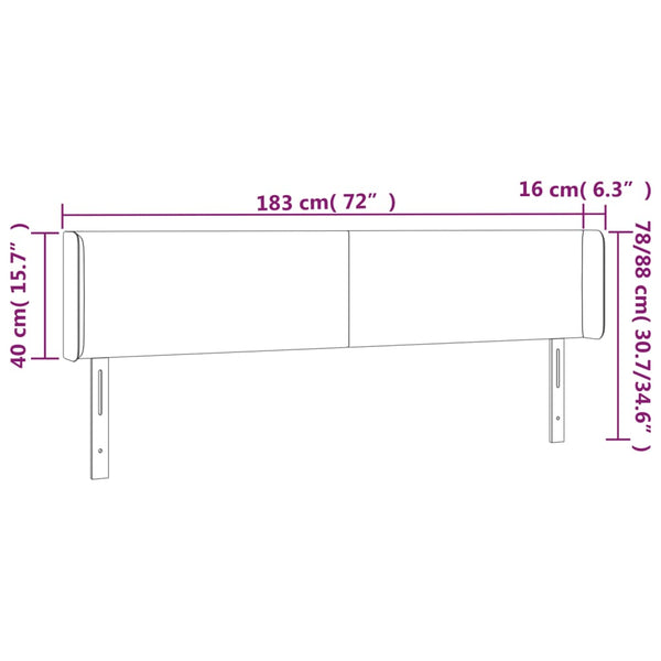 vidaXL Wingback Headboard Light Grey 183x16x78/88 cm Fabric