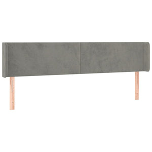 Kopfteil mit Ohren Hellgrau 163x16x78/88 cm Samt