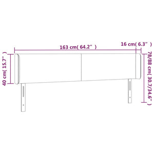 Kopfteil mit Ohren Dunkelgrau 163x16x78/88 cm Samt