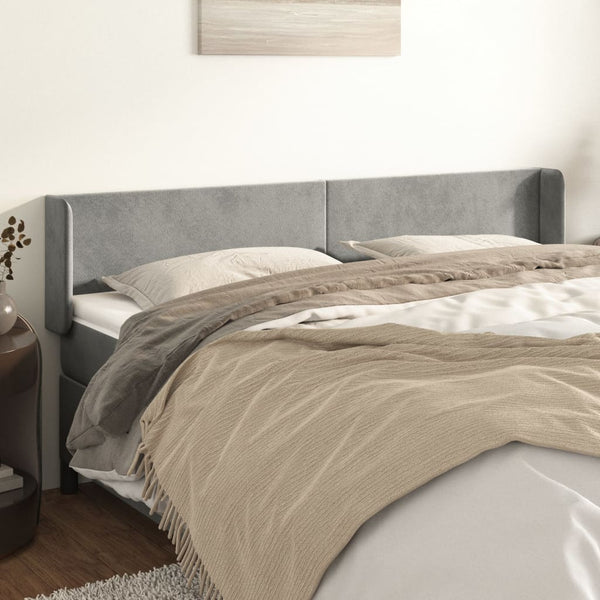 vidaXL Wingback Headboard Light Grey 183x16x78/88 cm Velvet