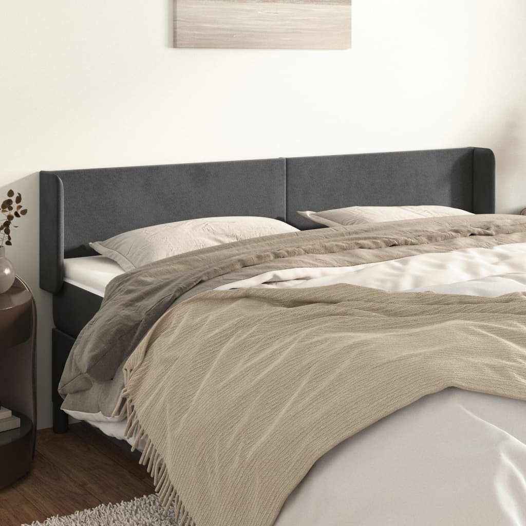 vidaXL Wingback Headboard Dark Grey 183x16x78/88 cm Velvet