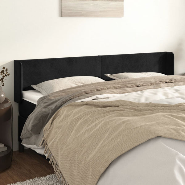 vidaXL Wingback Headboard Black 203x16x78/88 cm Velvet