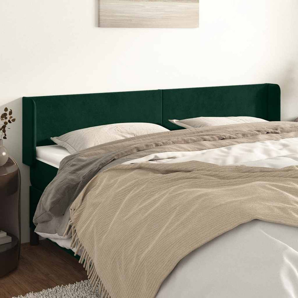 vidaXL Wingback Headboard Dark Green 203x16x78/88 cm Velvet