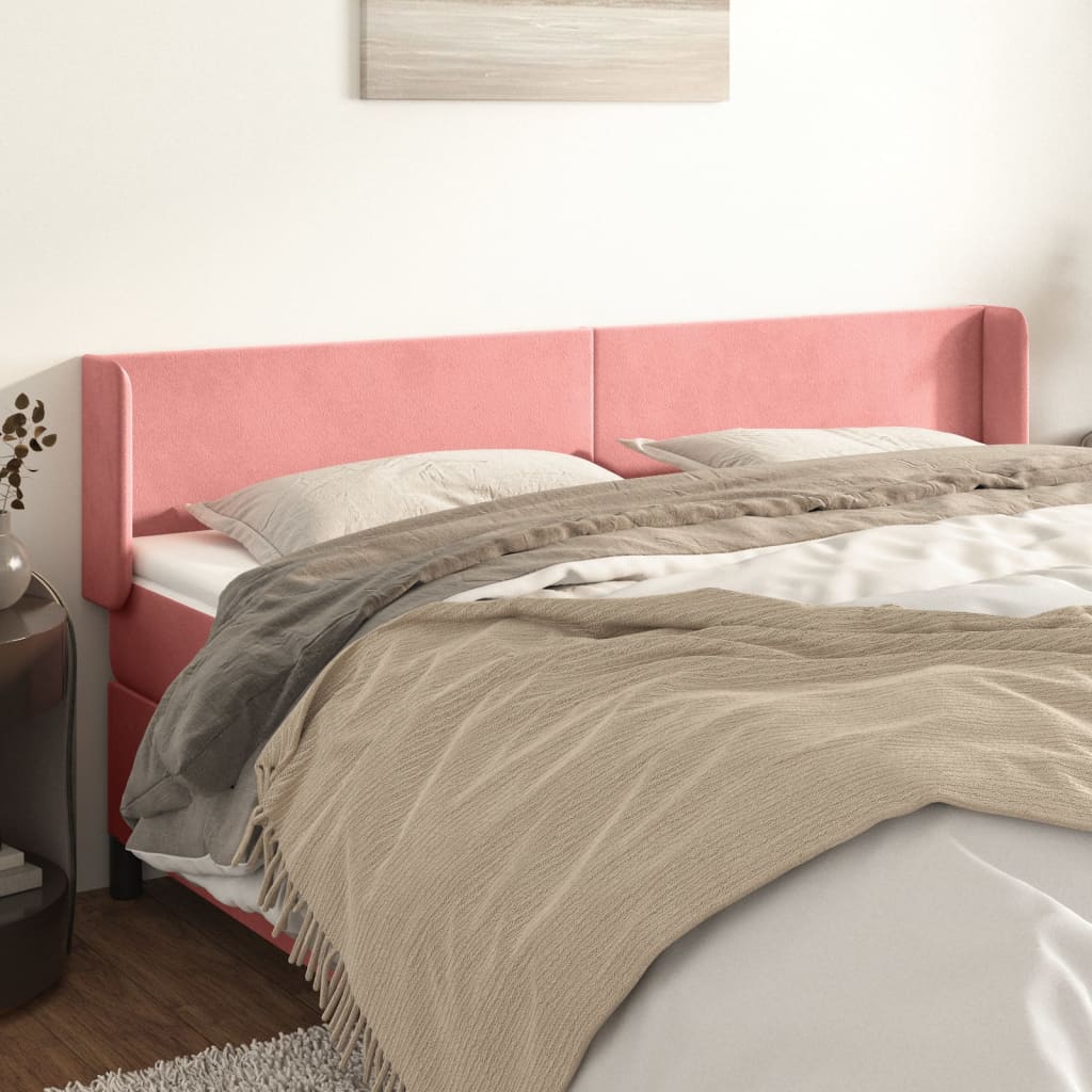 vidaXL Wingback Headboard Pink 203x16x78/88 cm Velvet