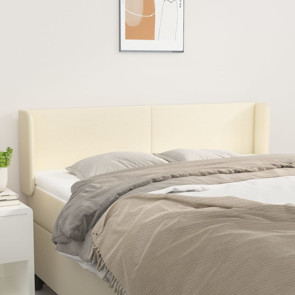 vidaXL Tufted Headboard Cream 147x16x78/88 cm Faux Leather