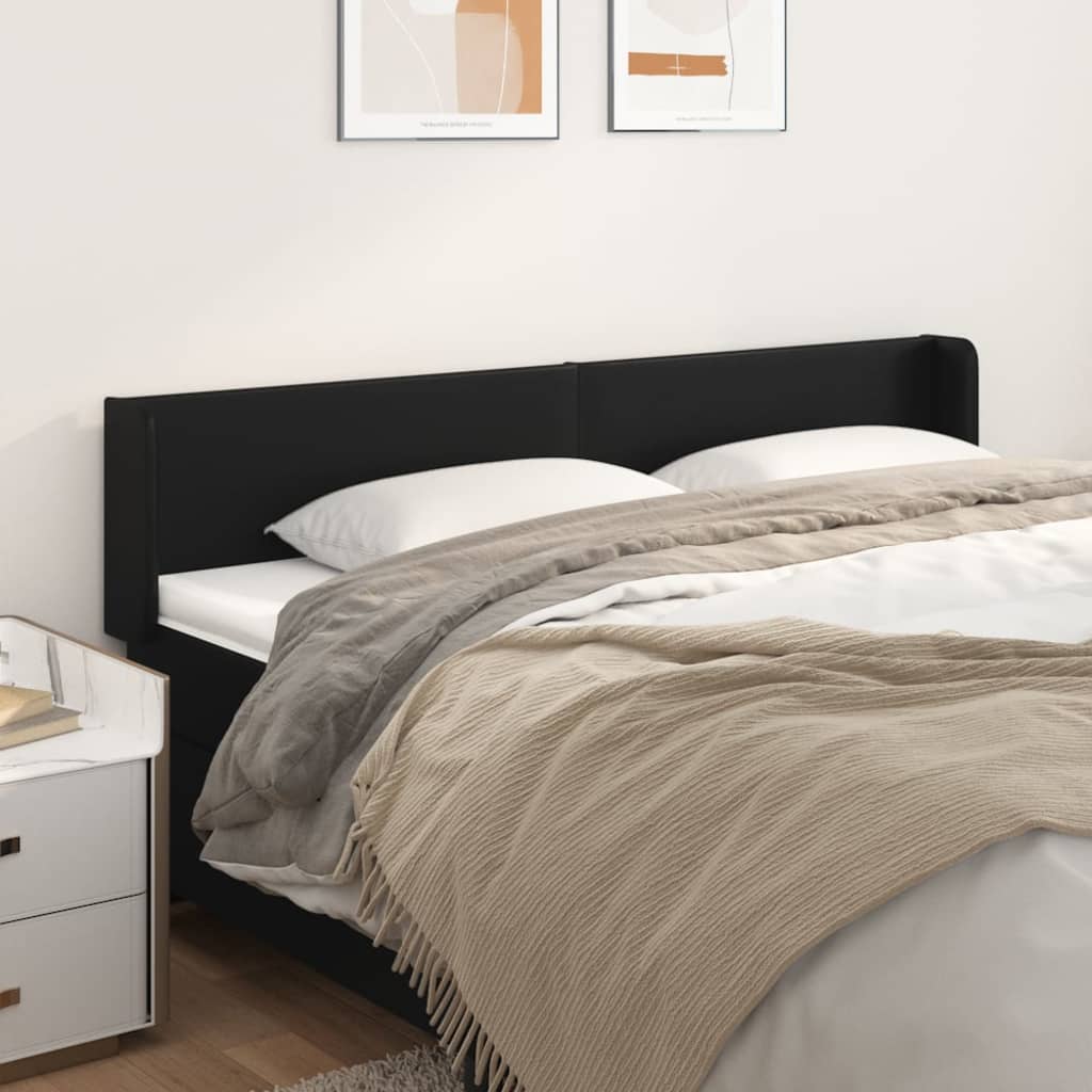 vidaXL Wingback Headboard Black 203x16x78/88 cm Faux Leather