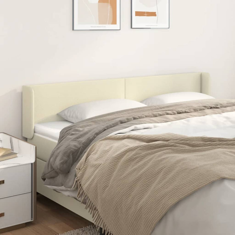 vidaXL Headboard with Wings Cream 203x16x78/88 cm Faux Leather