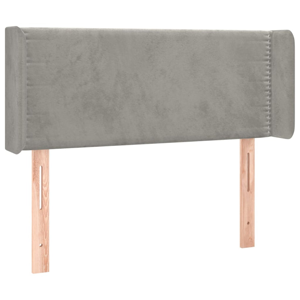 Kopfteil mit Ohren Hellgrau 93x16x78/88 cm Samt