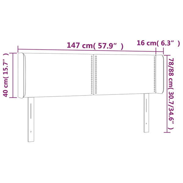 vidaXL Wingback Headboard Light Grey 147x16x78/88 cm Velvet