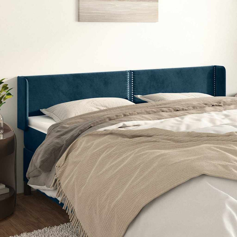 vidaXL Wingback Headboard Dark Blue 183x16x78/88 cm Velvet