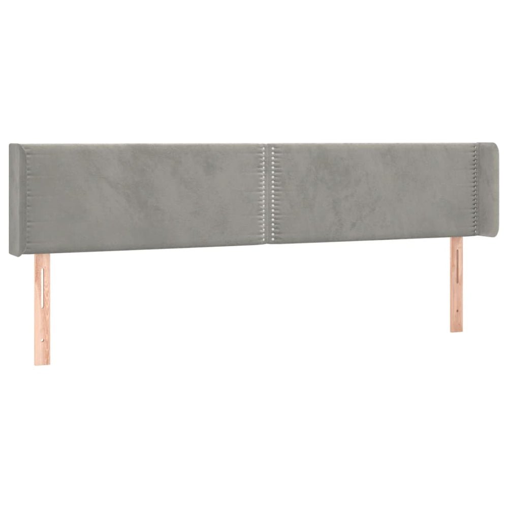 vidaXL Wingback Headboard Light Grey 203x16x78/88 cm Velvet