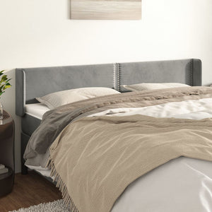 vidaXL Wingback Headboard Light Grey 203x16x78/88 cm Velvet