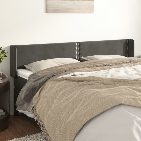 vidaXL Wingback Headboard Dark Grey 203x16x78/88 cm Velvet