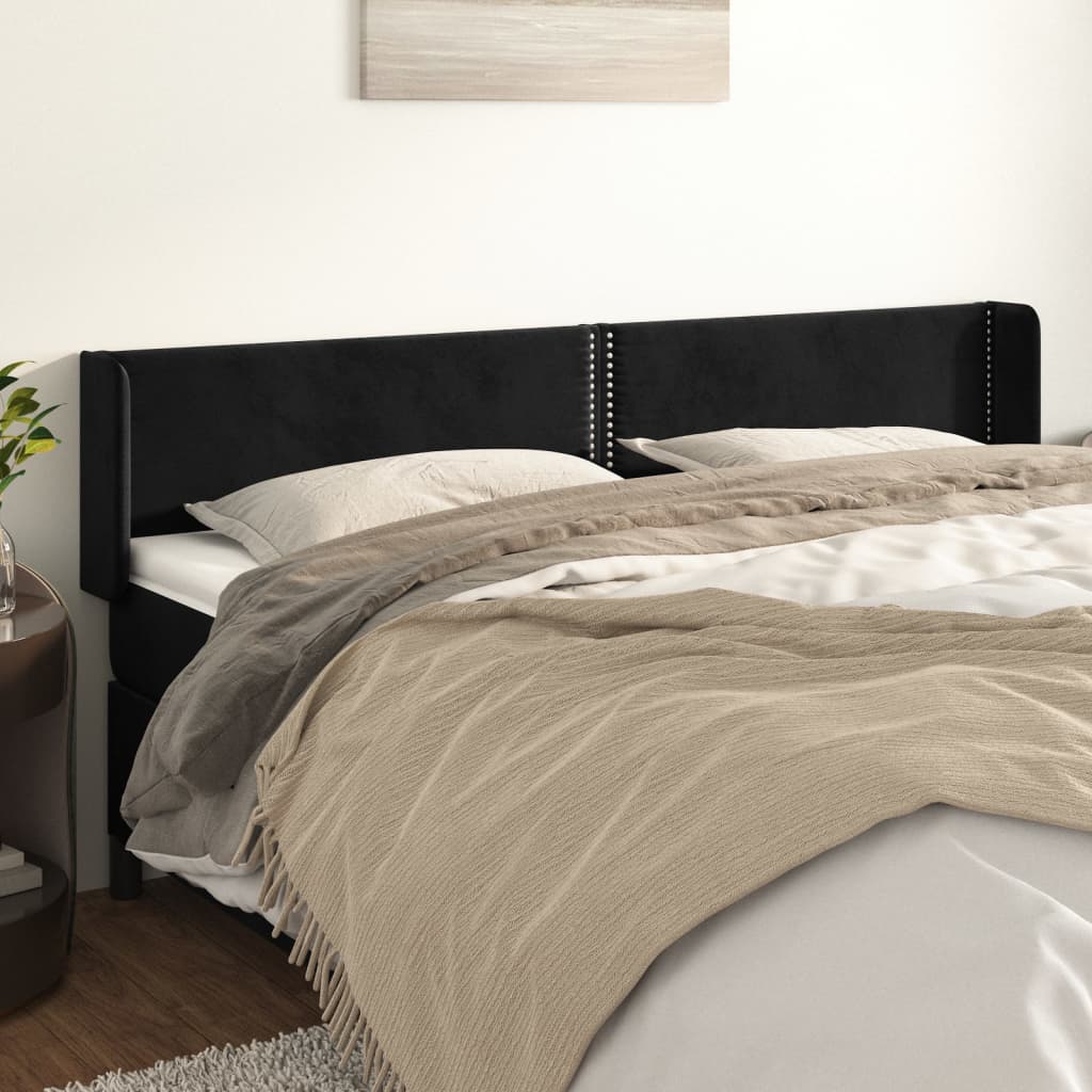 vidaXL Wingback Headboard Black 203x16x78/88 cm Velvet