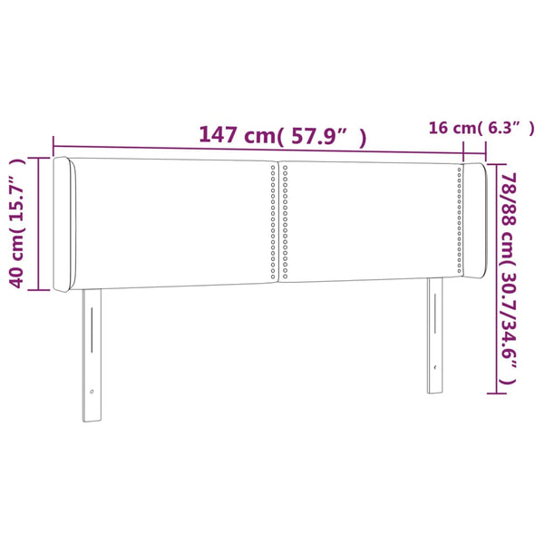 Kopfteil mit Ohren Grau 147x16x78/88 cm Kunstleder