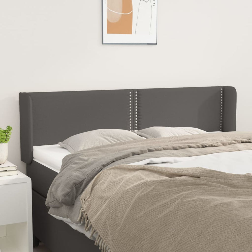 Kopfteil mit Ohren Grau 147x16x78/88 cm Kunstleder