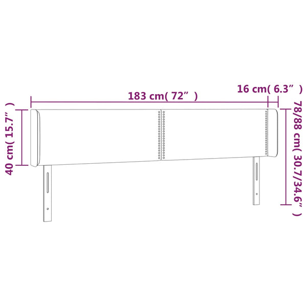 Kopfteil mit Ohren Grau 183x16x78/88 cm Kunstleder