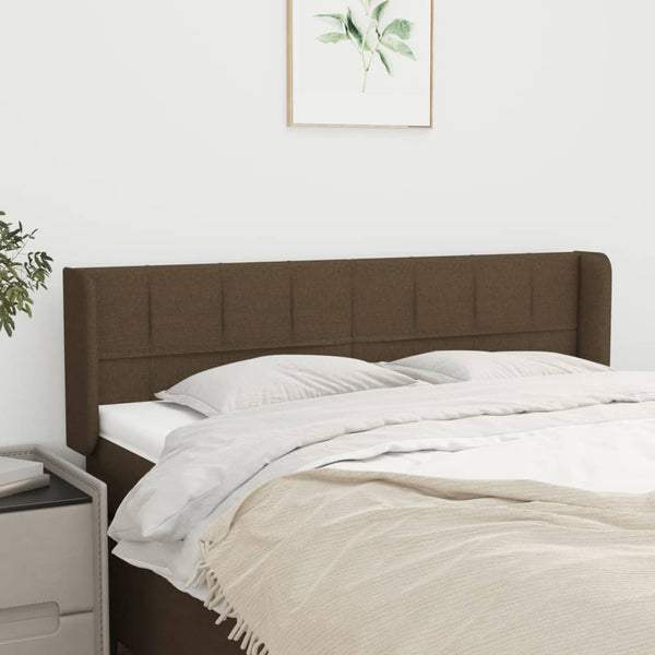 vidaXL Wingback Headboard Dark Brown 147x16x78/88 cm Fabric