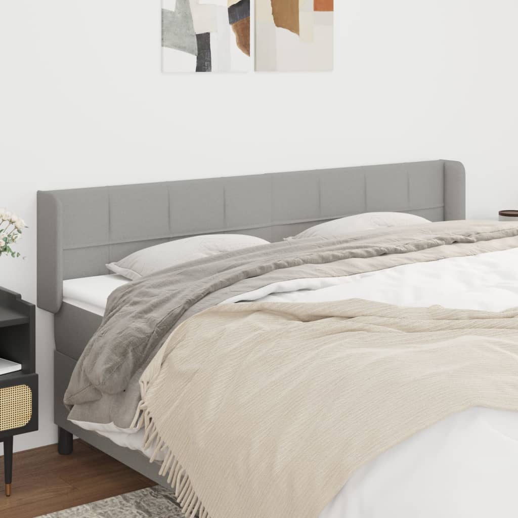 vidaXL Wingback Headboard Light Grey 203x16x78/88 cm Fabric