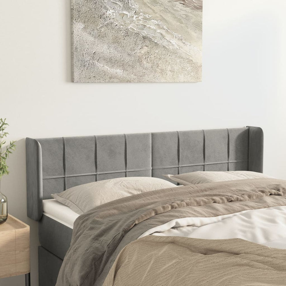 vidaXL Wingback Headboard Light Grey 147x16x78/88 cm Velvet