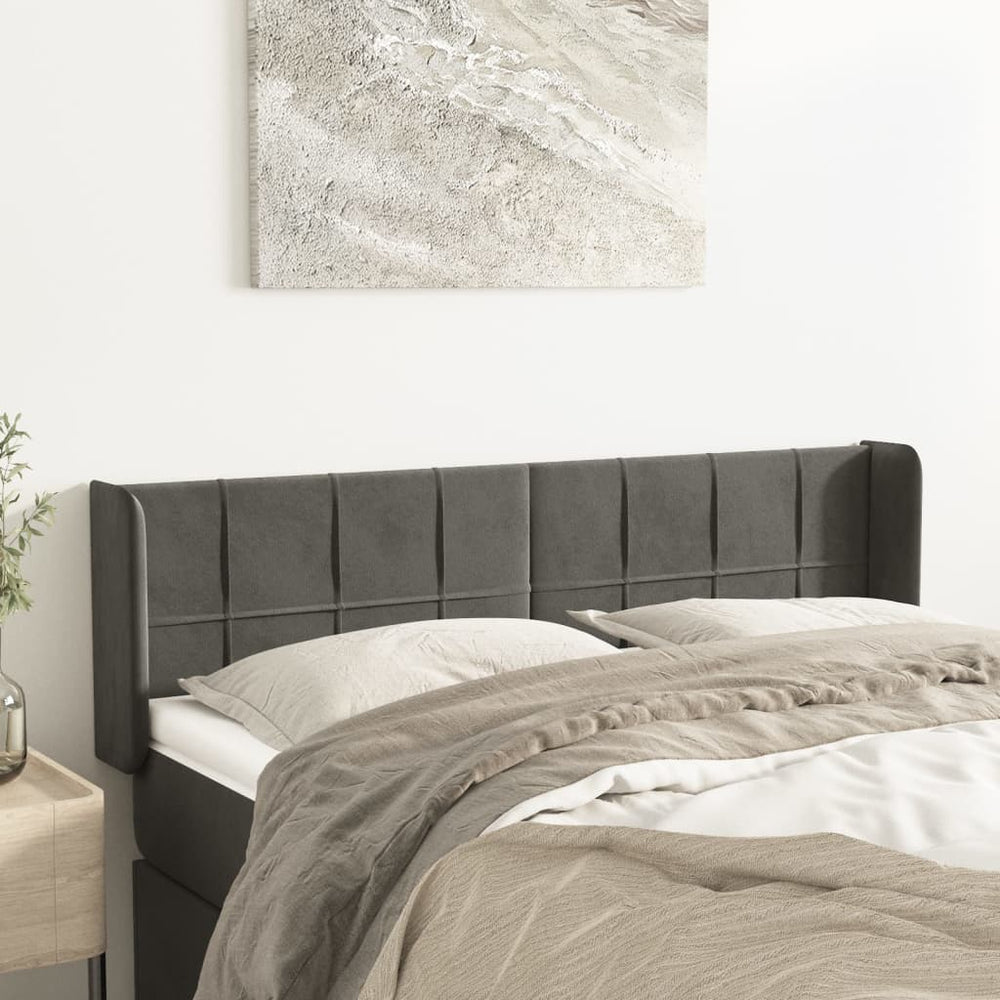 vidaXL Wingback Headboard Dark Grey 147x16x78/88 cm Velvet