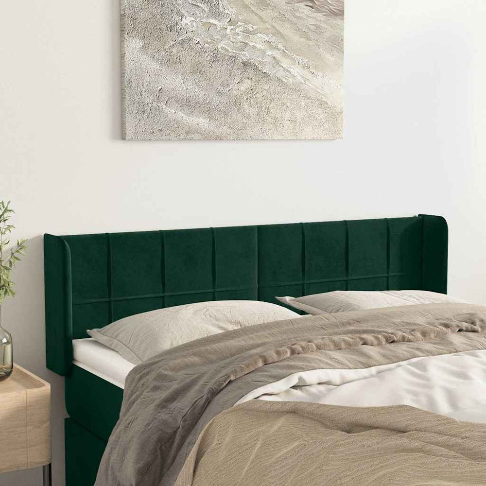 vidaXL Wingback Headboard Dark Green 147x16x78/88 cm Velvet