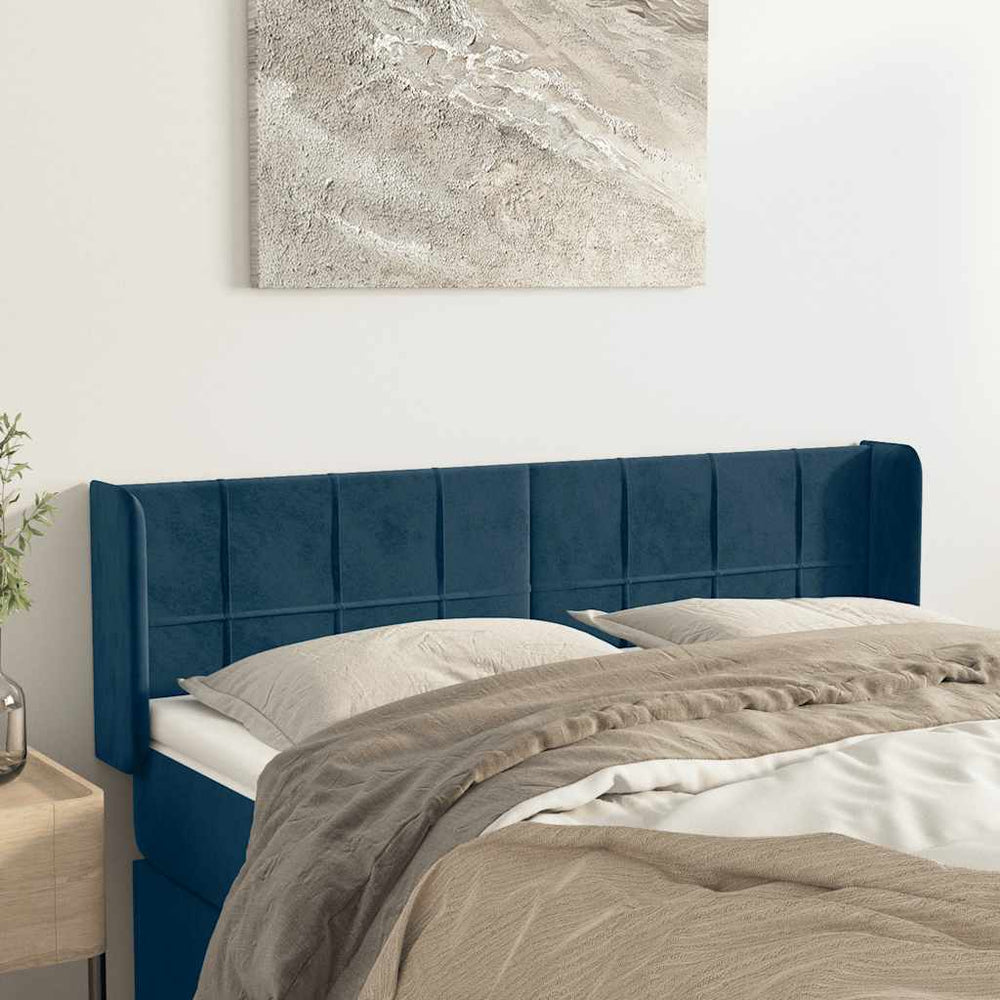 vidaXL Wingback Headboard Dark Blue 147x16x78/88 cm Velvet