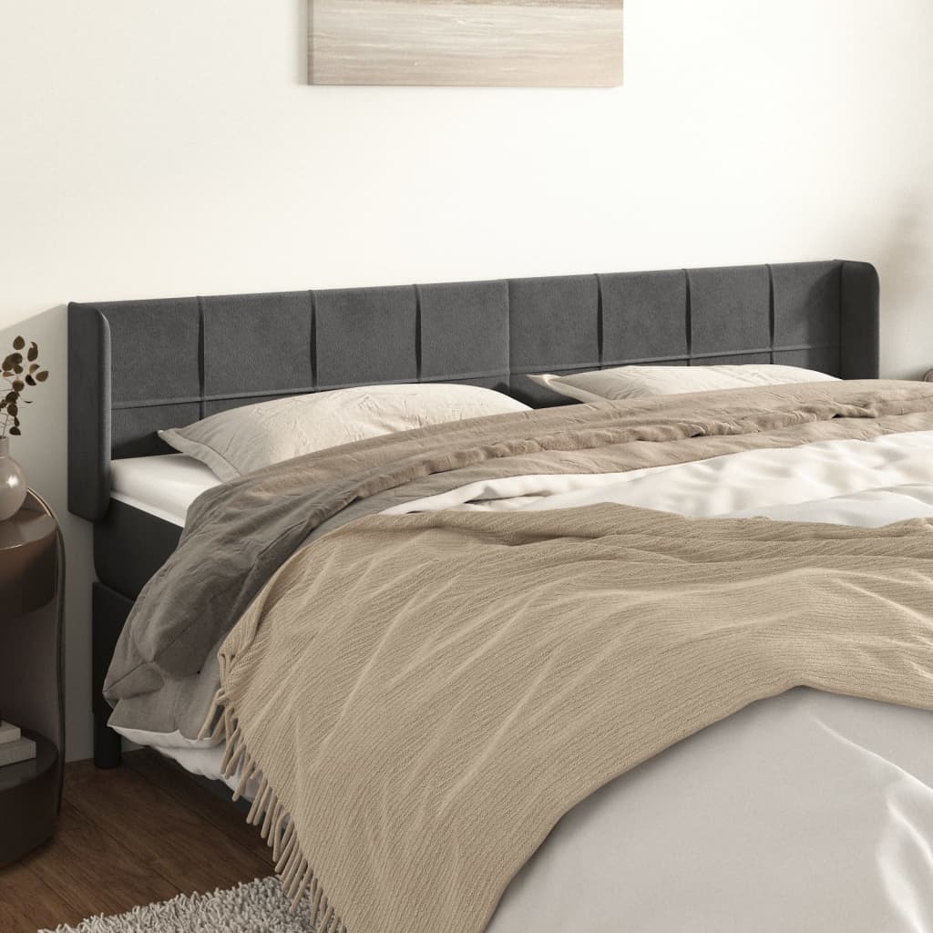 vidaXL Wingback Headboard Dark Grey 163x16x78/88 cm Velvet