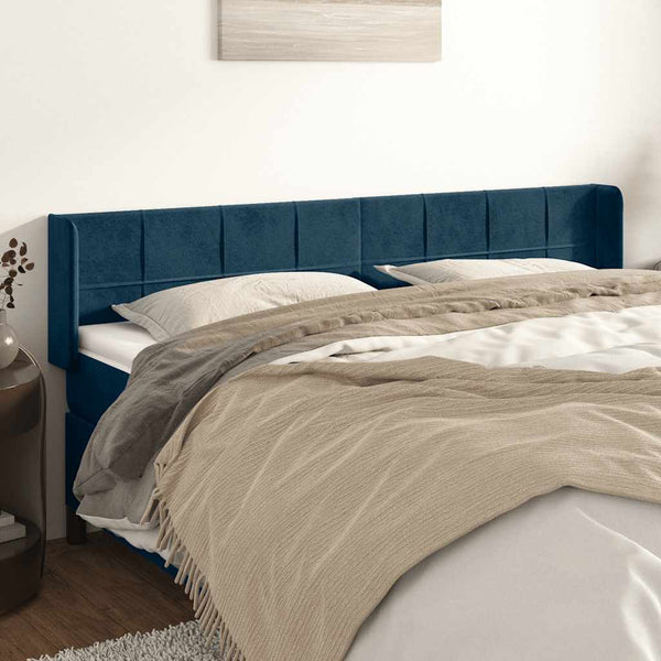 vidaXL Wingback Headboard Dark Blue 163x16x78/88 cm Velvet