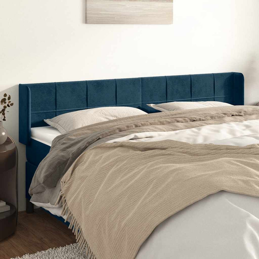 vidaXL Wingback Headboard Dark Blue 183x16x78/88 cm Velvet