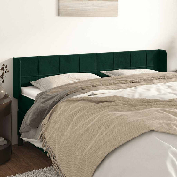 vidaXL Wingback Headboard Dark Green 203x16x78/88 cm Velvet