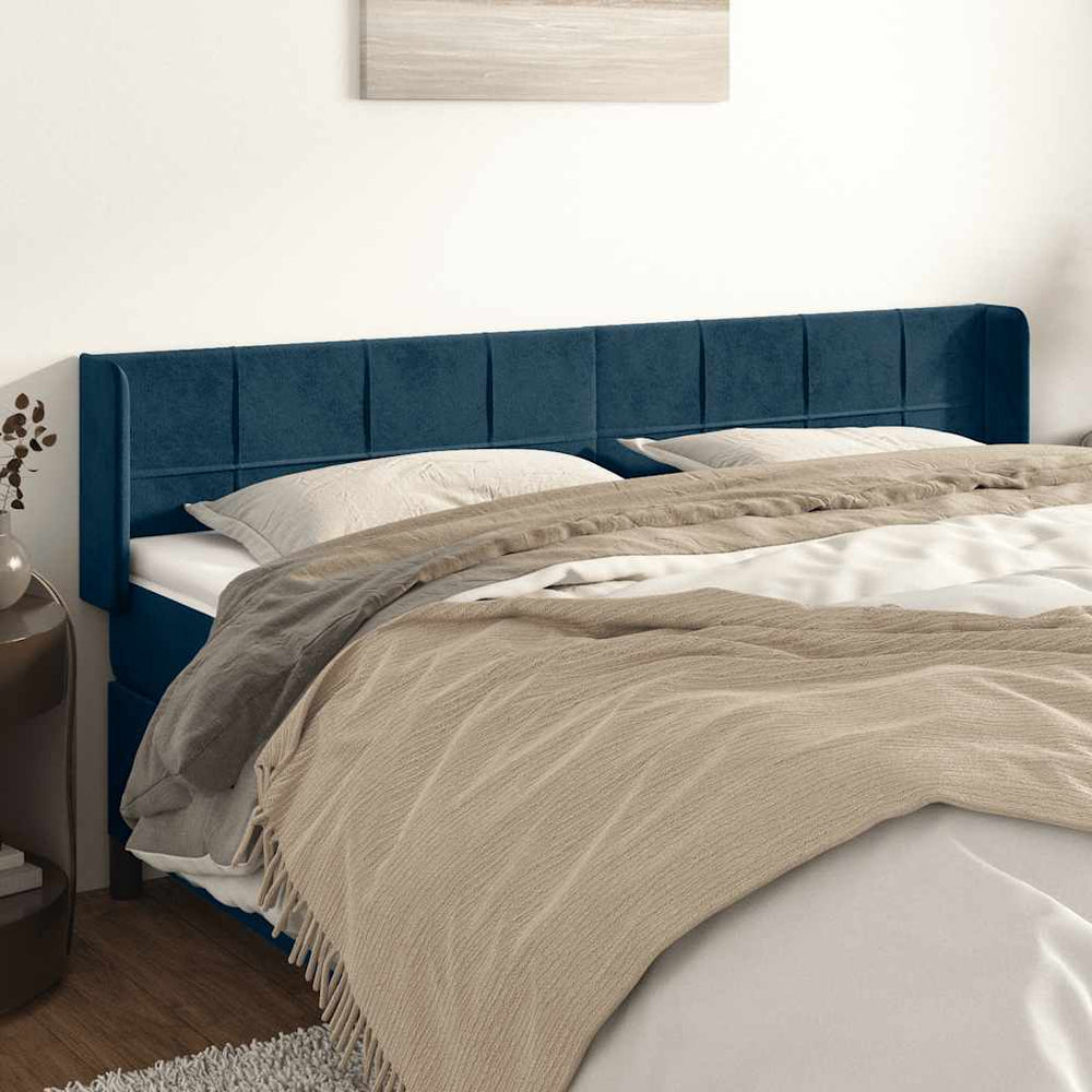 vidaXL Wingback Headboard Dark Blue 203x16x78/88 cm Velvet