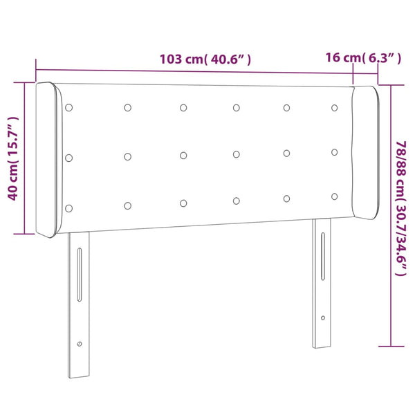 Kopfteil mit Ohren Grau 103x16x78/88 cm Kunstleder