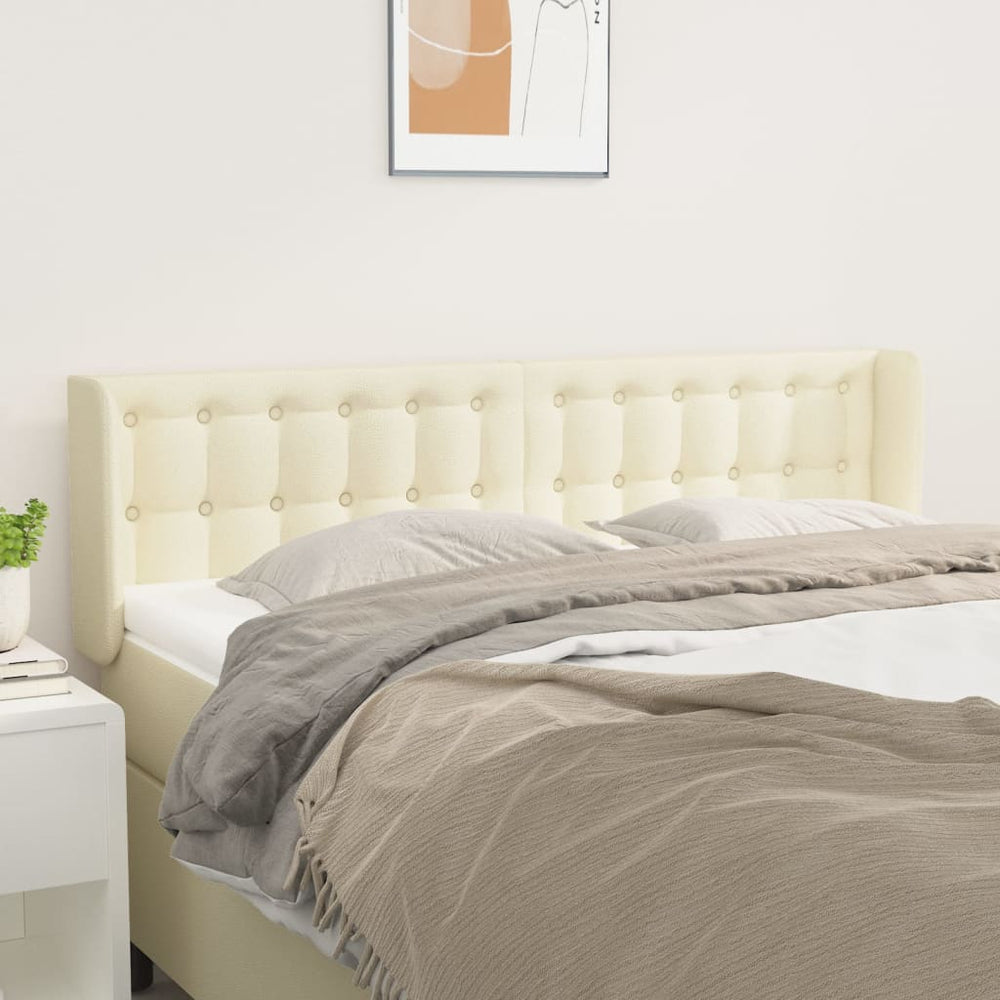 Kopfteil mit Ohren Creme 147x16x78/88 cm Kunstleder