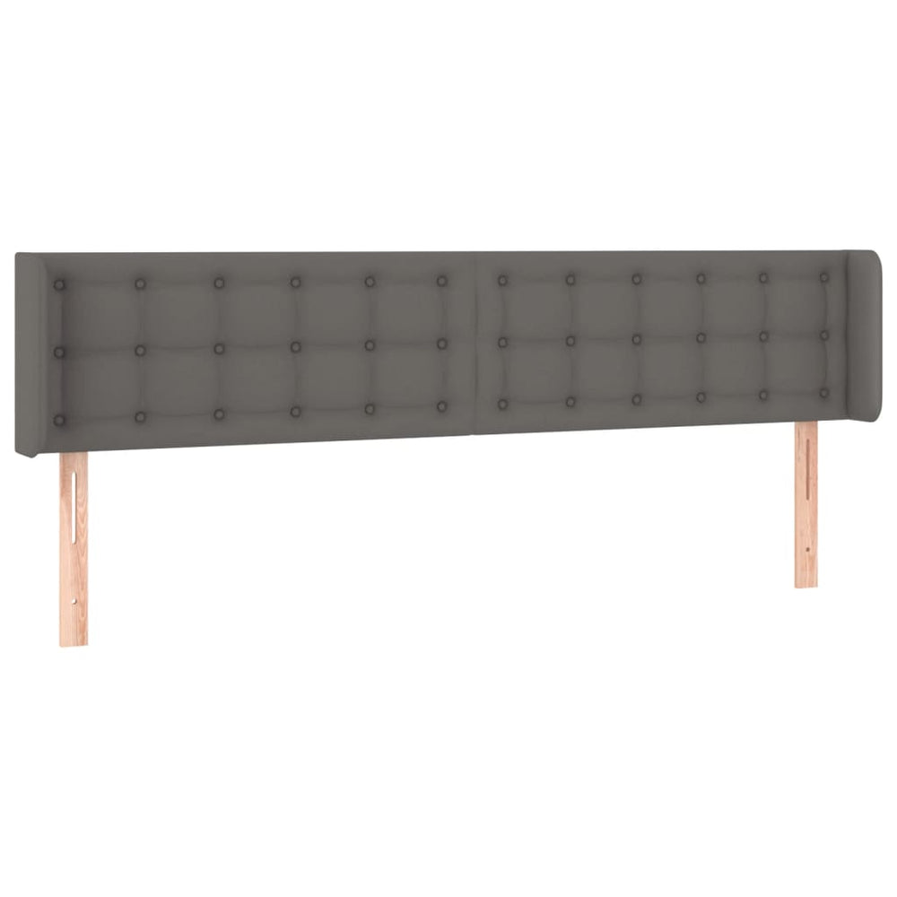 Kopfteil mit Ohren Grau 183x16x78/88 cm Kunstleder