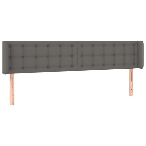 Kopfteil mit Ohren Grau 183x16x78/88 cm Kunstleder