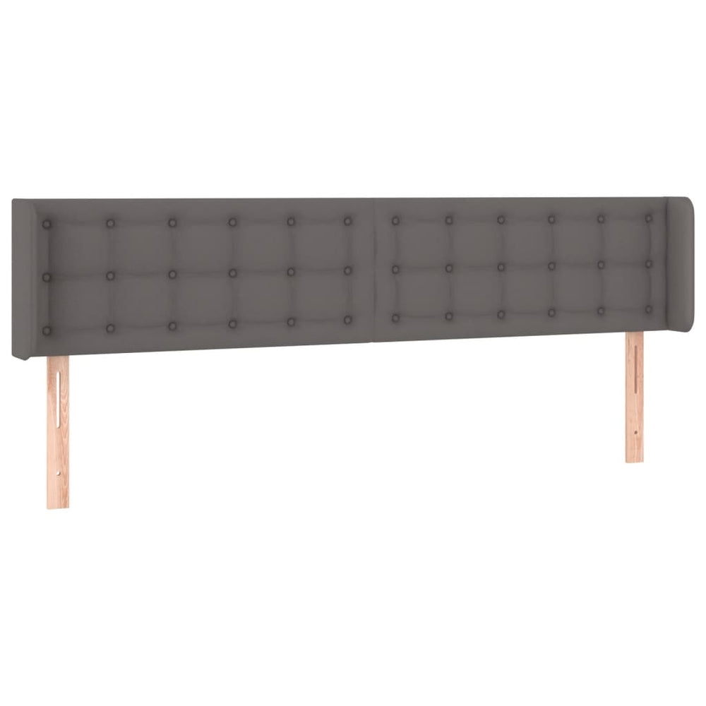 Kopfteil mit Ohren Grau 203x16x78/88 cm Kunstleder