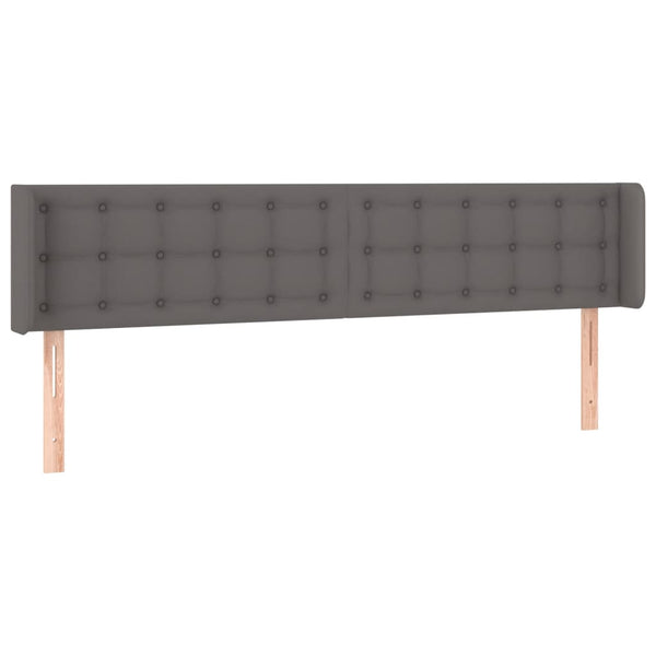 Kopfteil mit Ohren Grau 203x16x78/88 cm Kunstleder