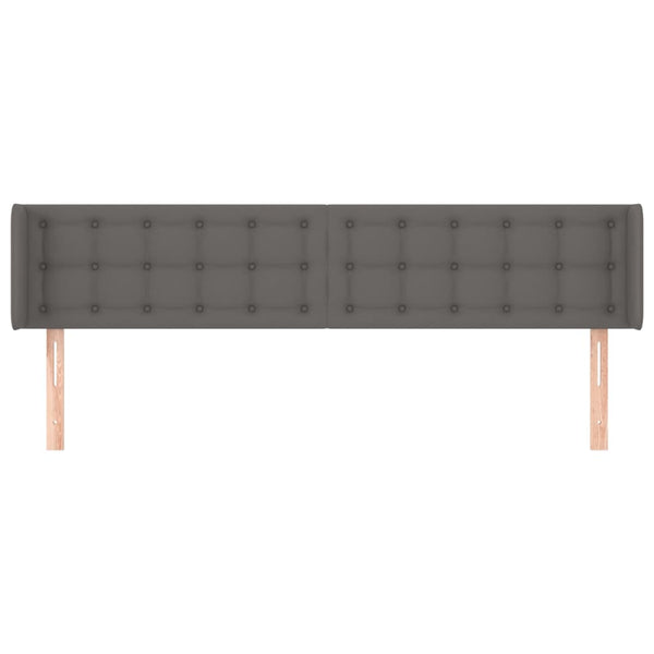 Kopfteil mit Ohren Grau 203x16x78/88 cm Kunstleder