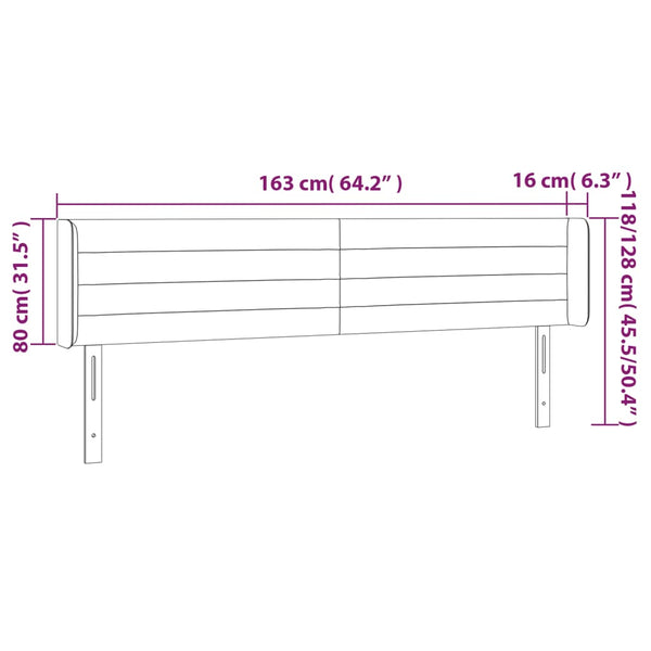 Kopfteil mit Ohren Hellgrau 163x16x78/88 cm Stoff