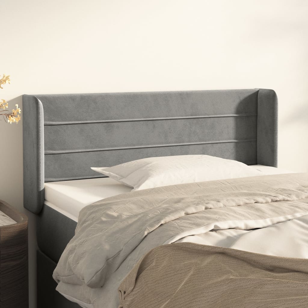 vidaXL Wingback Headboard Light Gray 93x16x78/88 cm Velvet