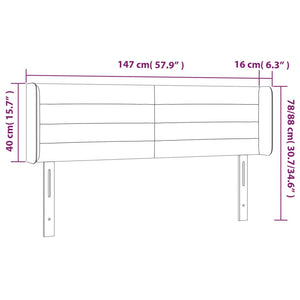vidaXL Wingback Headboard Light Grey 147x16x78/88 cm Velvet