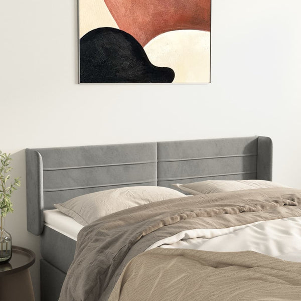 vidaXL Wingback Headboard Light Grey 147x16x78/88 cm Velvet