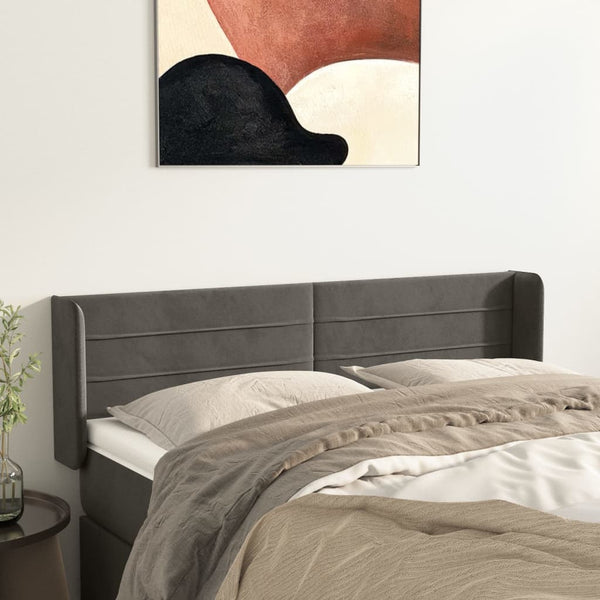 vidaXL Wingback Headboard Dark Grey 147x16x78/88 cm Velvet