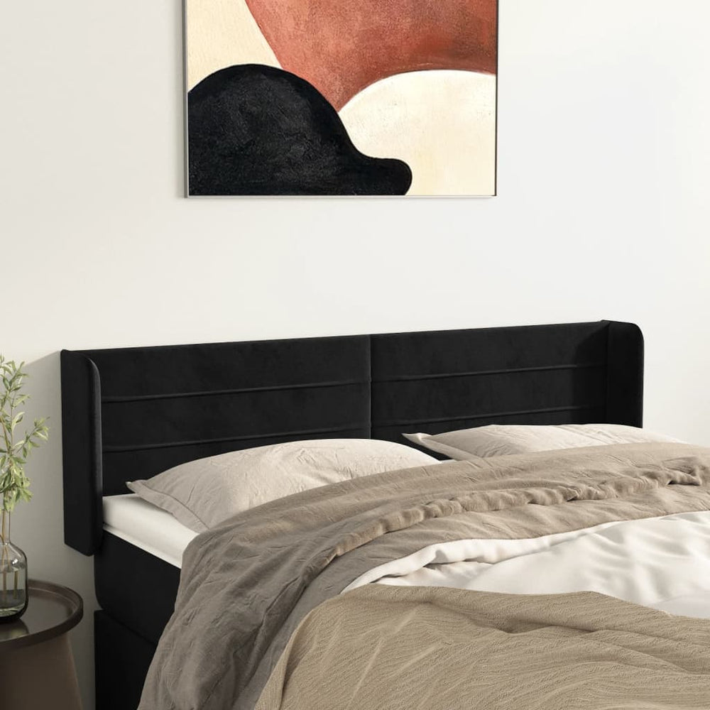 vidaXL Wingback Headboard Black 147x16x78/88 cm Velvet