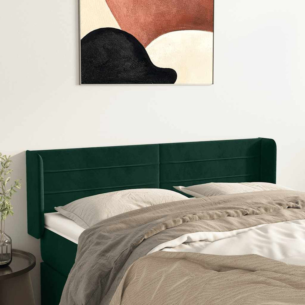 vidaXL Wingback Headboard Dark Green 147x16x78/88 cm Velvet