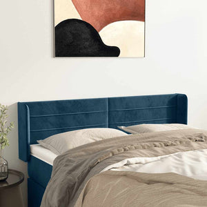 vidaXL Wingback Headboard Dark Blue 147x16x78/88 cm Velvet